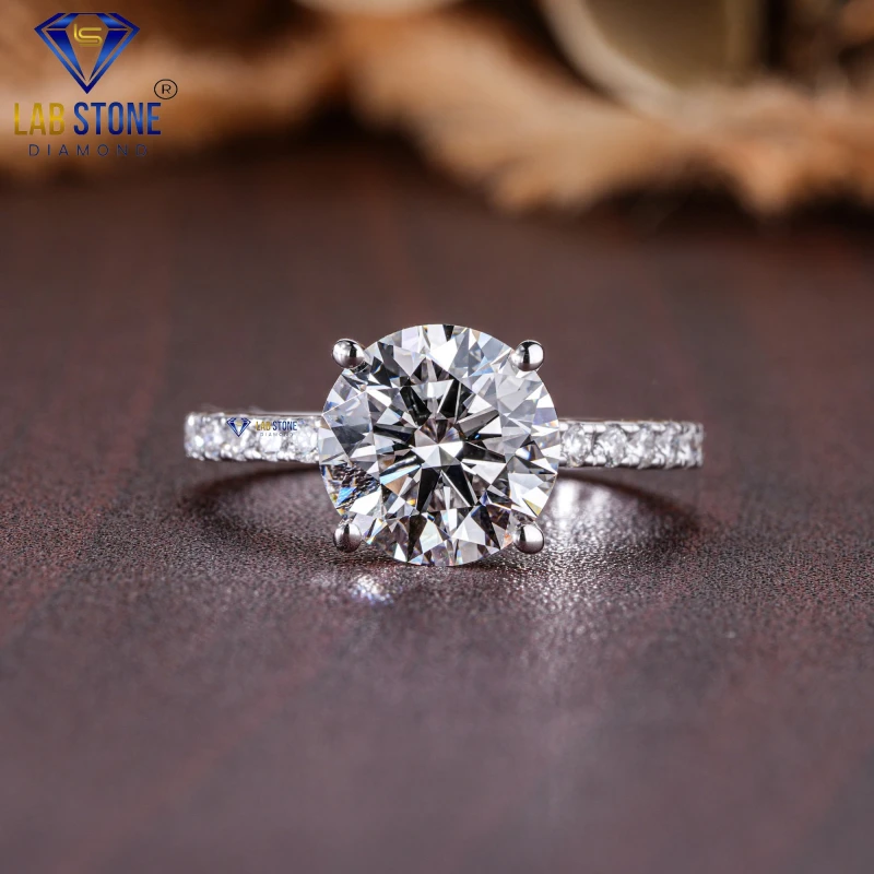 2.98+ Carat Round Cut Diamond White Gold Ring / Party Wear Ring / EF-VS Colour