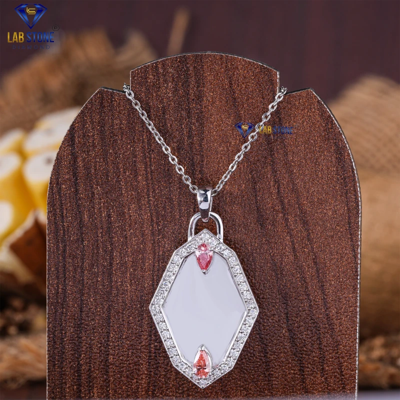 0.57+ Carat P. Pear & Round Cut Diamond White Gold Pendant / Custom Pendant / EF-VS color