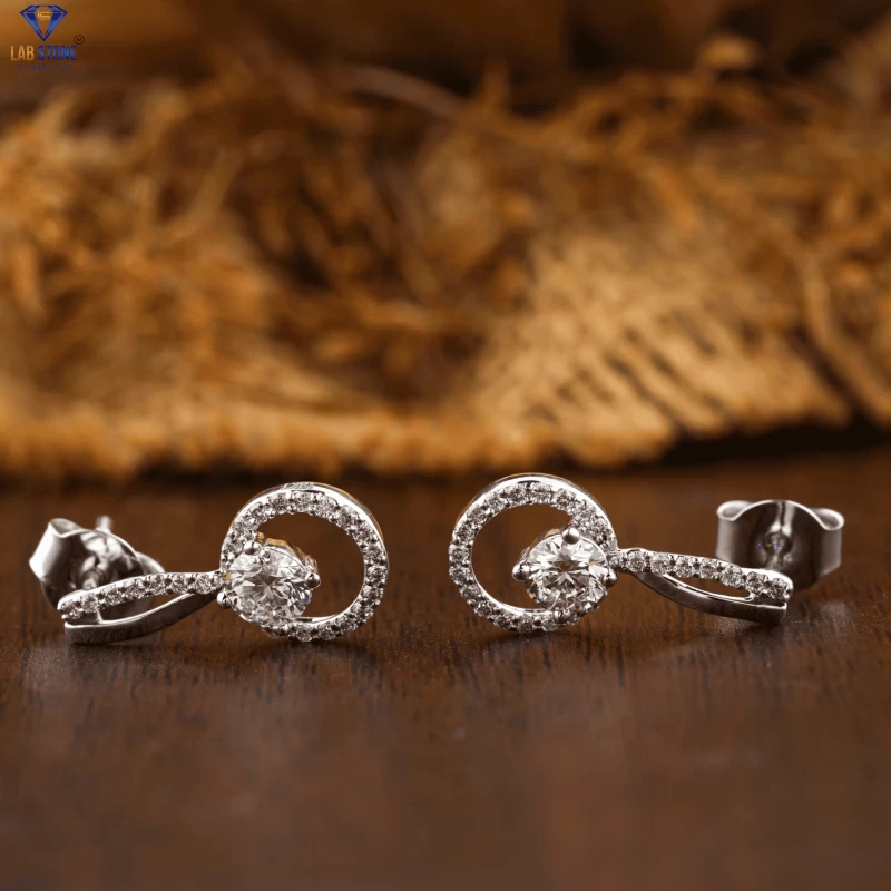 0.80+ Carat Round Brilliant Cut Diamond Earring, Engagement Earring, Wedding Earring, E Color, VVS2-VS2 Clarity