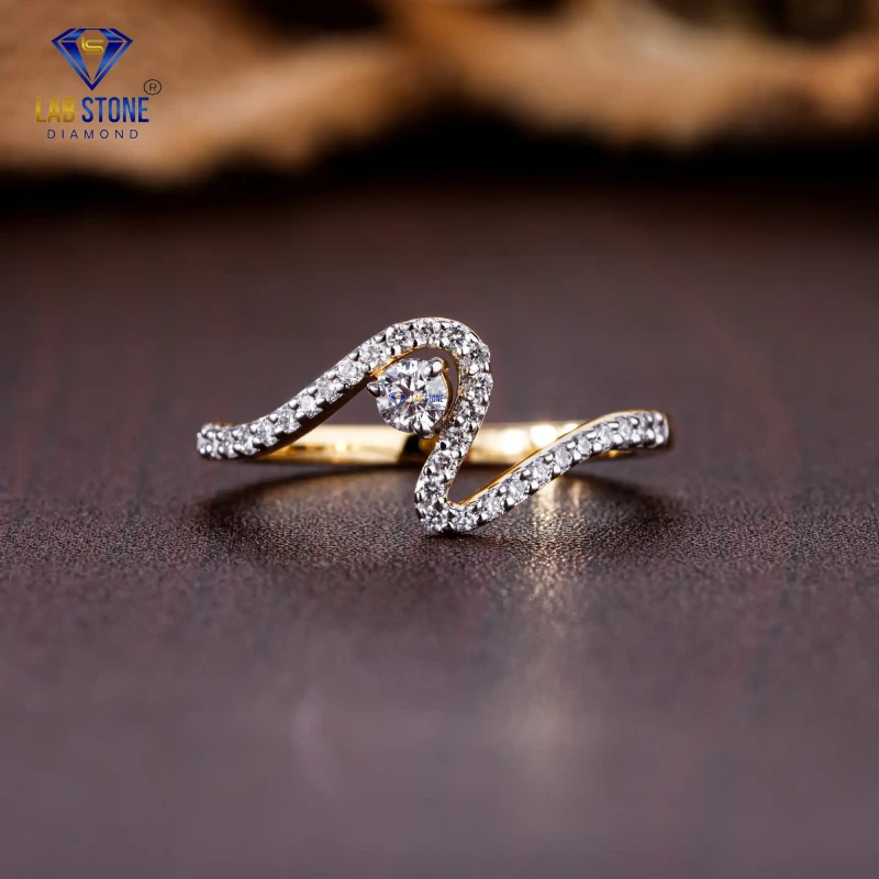 0.28+ Carat Round Cut Diamond Yellow Gold Ring / Minimalist Ring / EF Color VS clarity