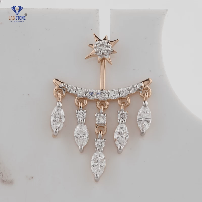 1.272+ Carat Marquise and Round Brilliant Cut Diamond Earring, Engagement Earring, Wedding Earring, E Color, VVS2-VS2 Clarity