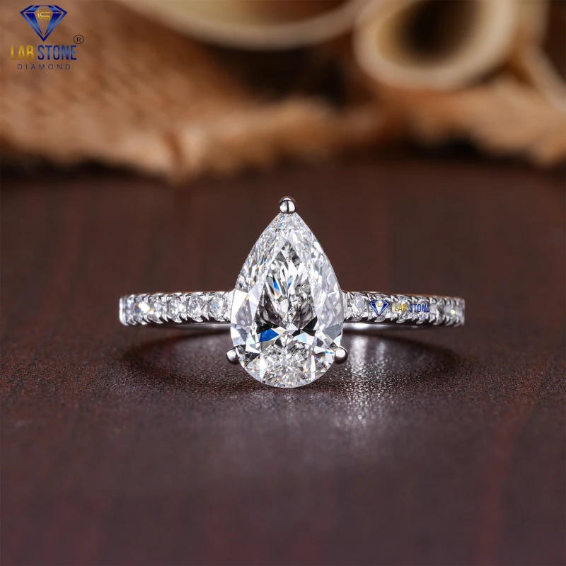 2.302+ Carat Pear & Round Cut Diamond White Gold Ring / Ring With Band / EF-VS Colour