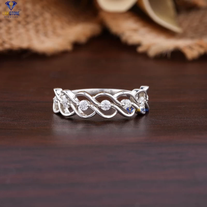 0.28+ Carat Round Cut Diamond White Gold Ring by Lab-Stone , Party Wear Diamond Ring , EF-VS color