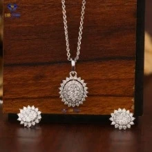 0.871+ Carat Round Brilliant Cut Diamond Pendant And Earring, Engagement Pendant And Earring, Wedding Pendant And Earring, E Color, VVS2-VS2 Clarity