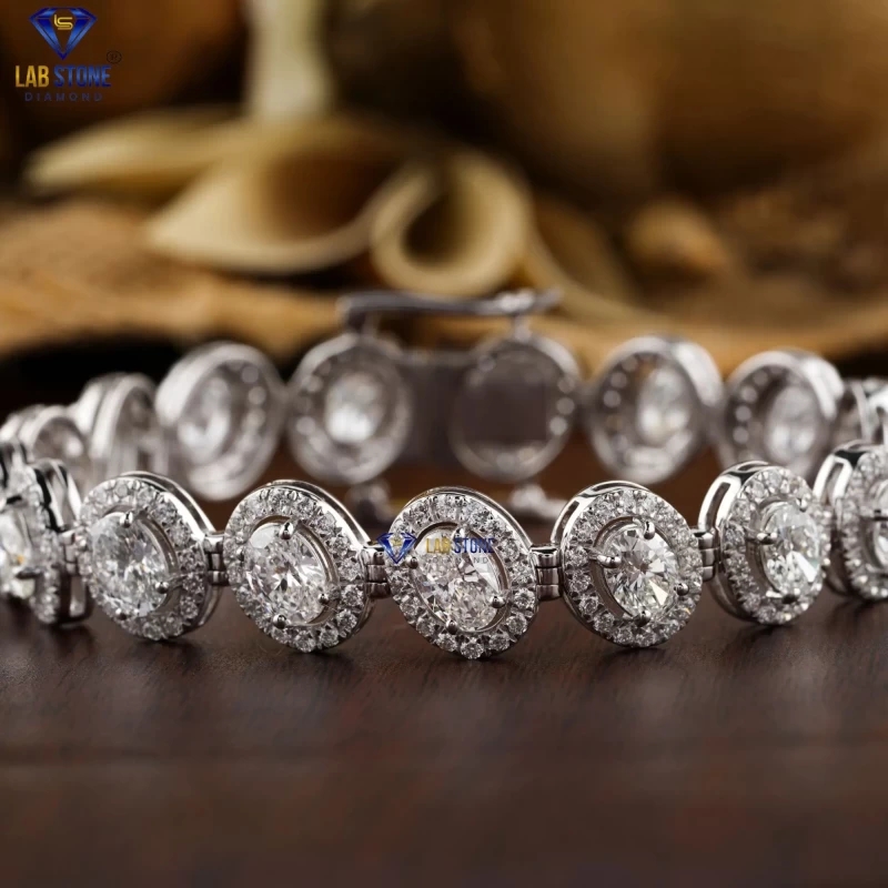 15.84+ Carat Oval And Round Brilliant Cut Diamond Bracelet, Engagement Bracelet, Wedding Bracelet, E Color, VVS2-VS2 Clarity