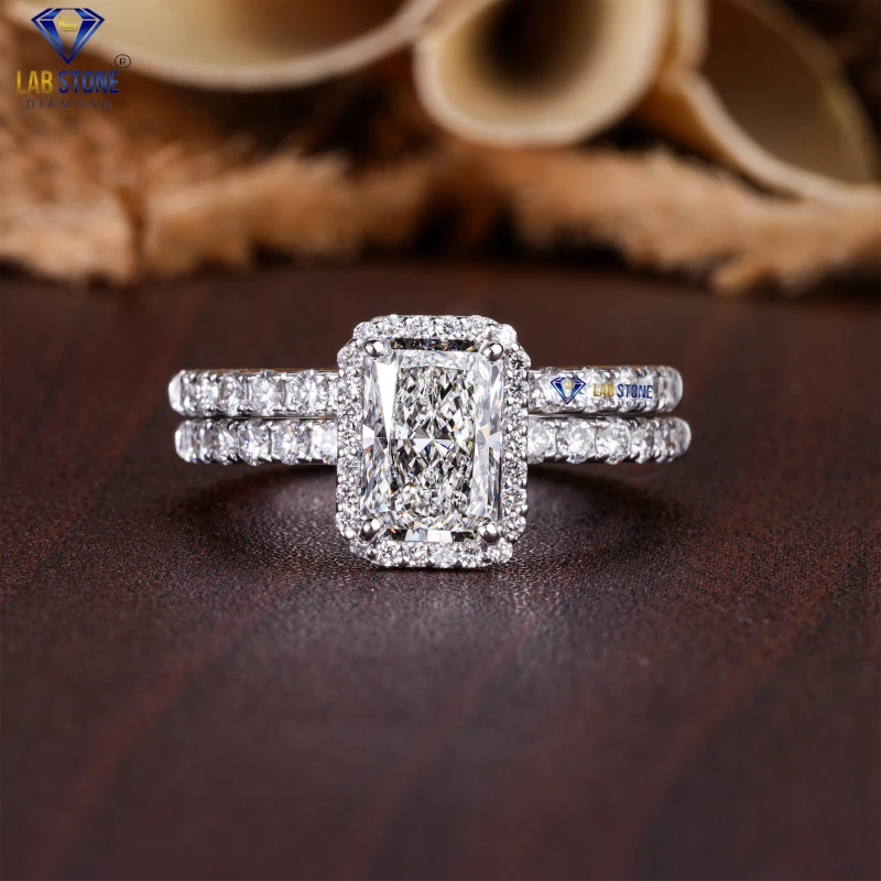 2.44+ Carat Radiant & Round Cut Diamond White Gold Ring / Exclusive Wedding Ring / EF-VS Colour