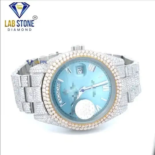17.00 TDW Round Brilliant Cut Men's Diamond Watch | Moissanite Diamond | Luxury Watch