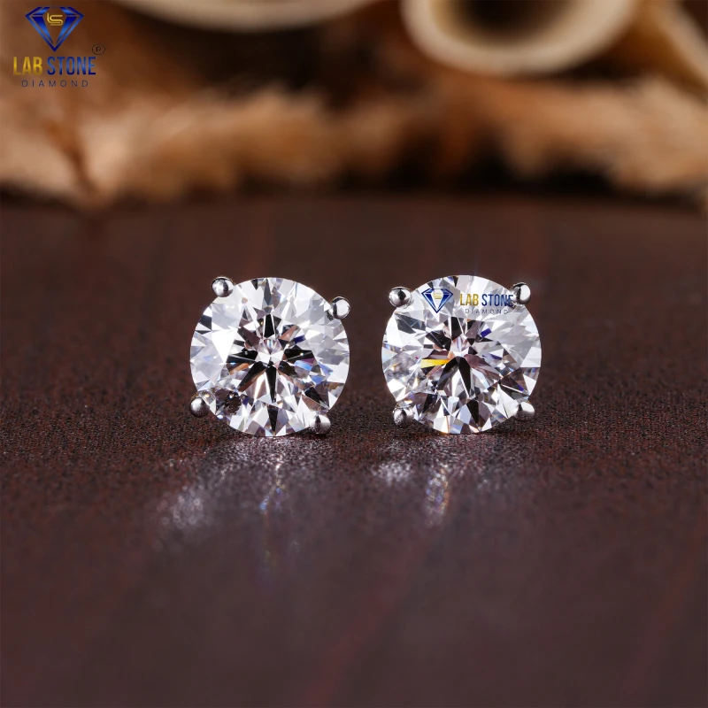 10.02+ Carat Round Cut Diamond White Gold Earring / Stud Earring / EF-VS Colour