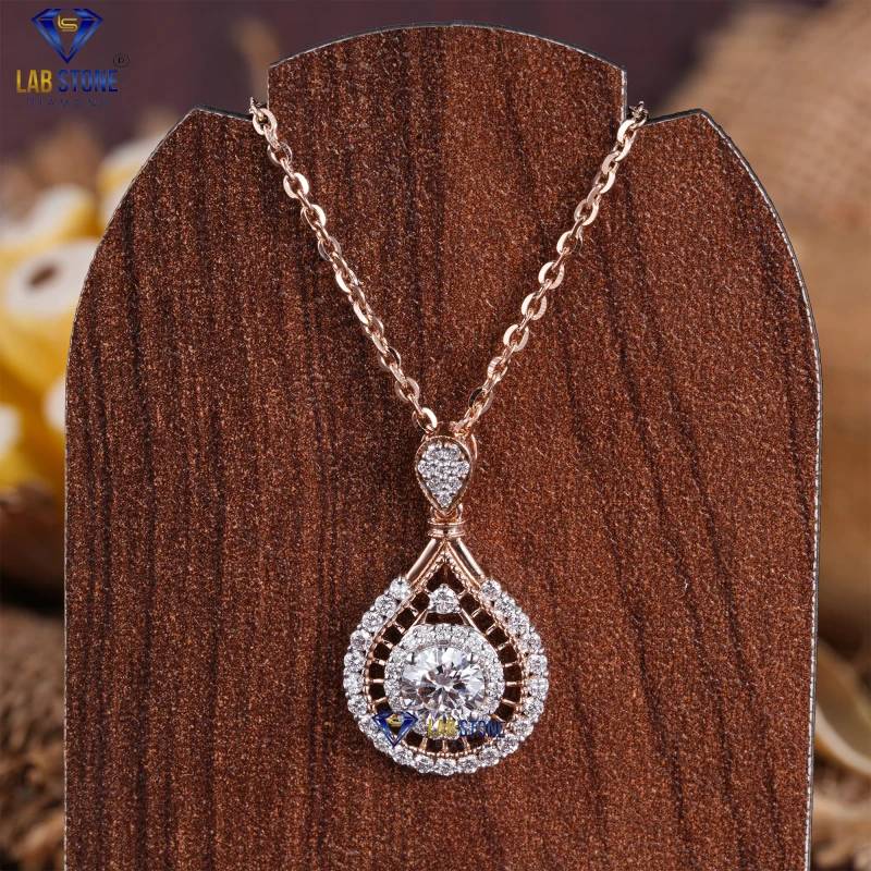 1.64+ Carat Round Cut Diamond Rose Gold Pendant by Labstone / Celebrate Life’s Brilliance with Diamonds / EF-VS color