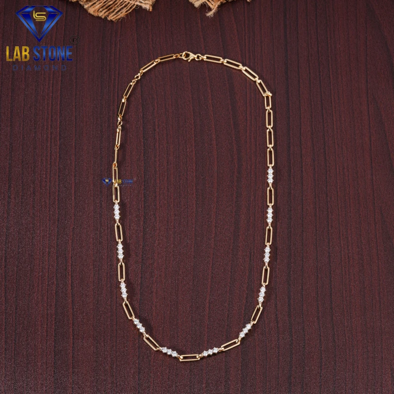 2.54+ Carat Round Cut Diamond Yellow Gold Necklace / Charm Necklace / EF-VS Colour