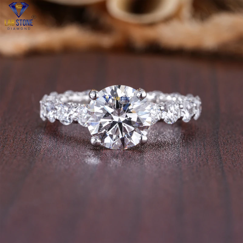 4.68+ Carat Round Cut Diamond White Gold Ring by Lab-Stone / Timeless Elegance Ring / EF-VS color