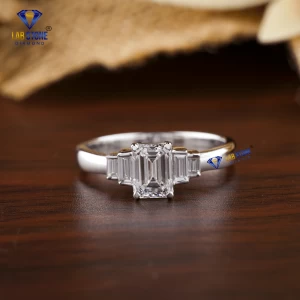 1.70+ Carat Emerald And Baguette Brilliant Cut Diamond Ring, Engagement Ring, Wedding Ring, E Color, VVS2-VS2 Clarity