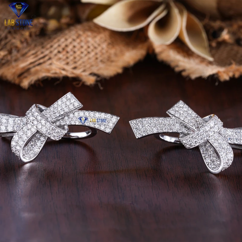 3.865+ Carat Round Cut Diamond White Gold Earring by Labstone / Sparkle On, Shine Forever / EF-VS Colour