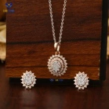 0.871+ Carat Round Brilliant Cut Diamond Pendant And Earring, Engagement Pendant And Earring, Wedding Pendant And Earring, E Color, VVS2-VS2 Clarity