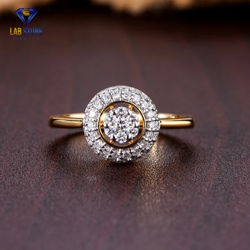 0.52+ Carat Round Cut Diamond Yellow Gold Ring / Engagement Ring / EF Color VS clarity