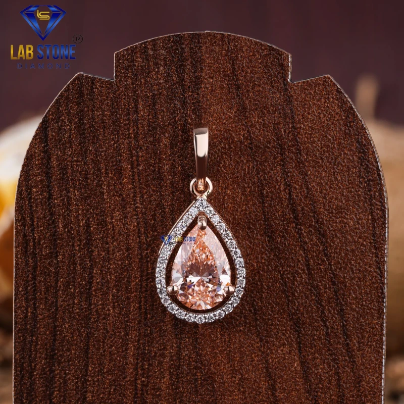 2.54+ Carat F.P. Pear & Round Cut Diamond Rose Gold Pendant / Custom Pendant / EF color VS clarity
