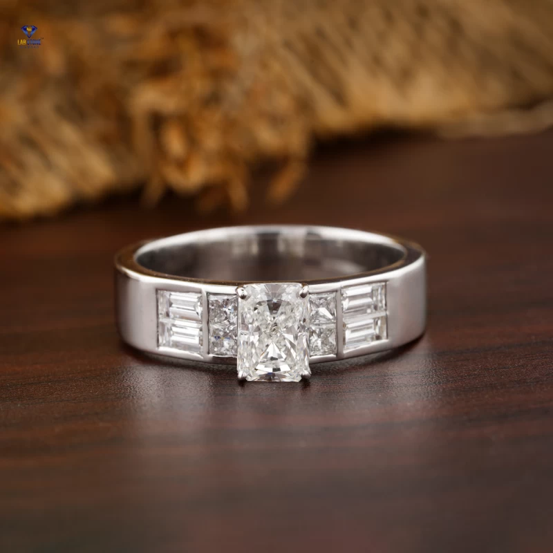 1.68+ Carat Radiant,Princess And Baguette Brilliant Cut Diamond Ring,Man's Ring, Engagement Ring, Wedding Ring, E Color, VVS2-VS2 Clarity