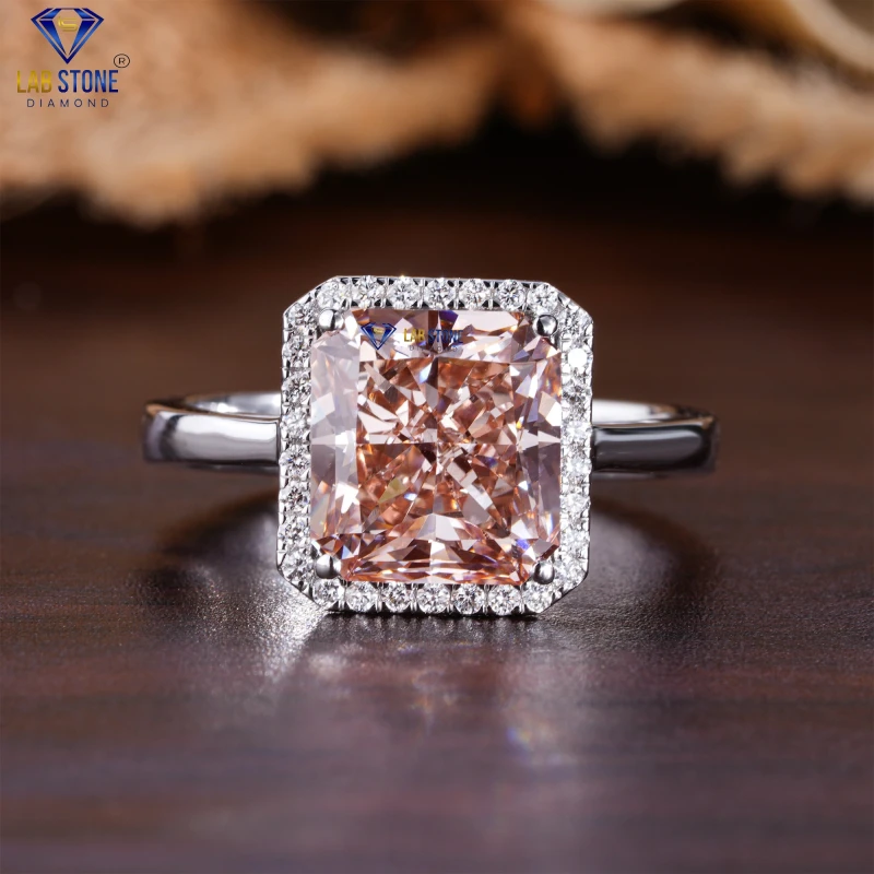 5.14+ Carat Round & P. Radiant Cut Diamond White Gold Ring by Lab-Stone / Where Elegance Shines / EF-VS Color