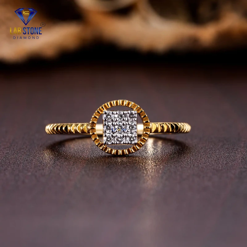 0.12+ Carat Round Cut Diamond Yellow Gold Ring / Stunning Minimal Ring / EF Color VS clarity