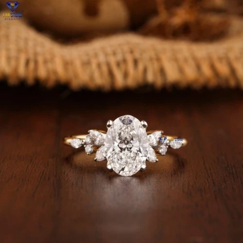 2.02+ Carat Oval,Marquise & Round Cut Diamond Ring, Engagement Ring, Wedding Ring, E Color, VVS2-VS2 Clarity