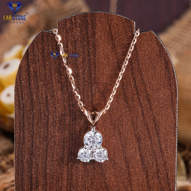 1.41+ Carat Round Cut Diamond Rose Gold Pendant by Labstone/ Adorn Every Memory with Diamonds / EF-VS color