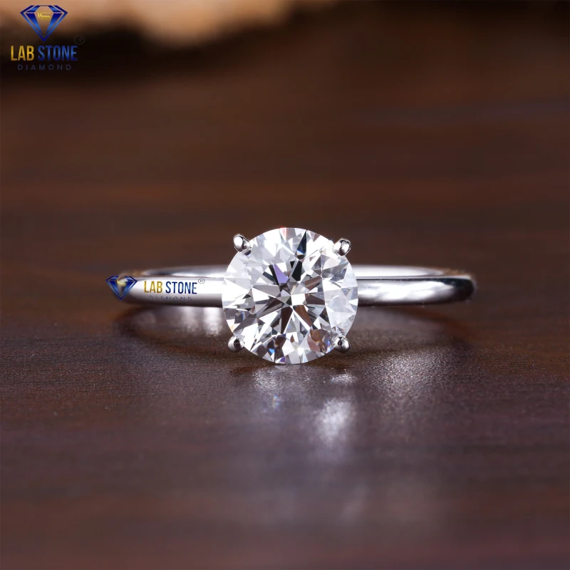 1.25 + Carat Round Cut Diamond White Gold Ring by Lab-Stone / Step into Elegance / EF-VS color