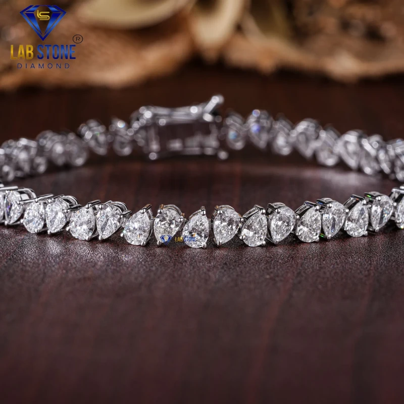 10.00+ Carat Pear Cut Diamond White Gold Bracelet / Tennis Bracelet / EF Color VS clarity
