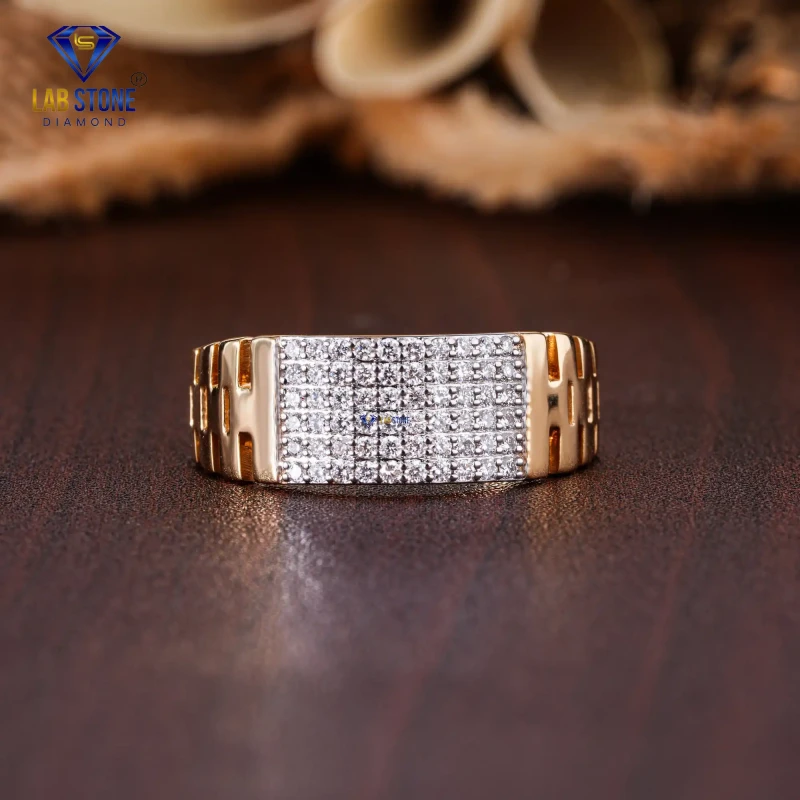 0.30+ Carat Round Cut Diamond Rose Gold Ring / Men's iced out Ring / EF color VS clarity