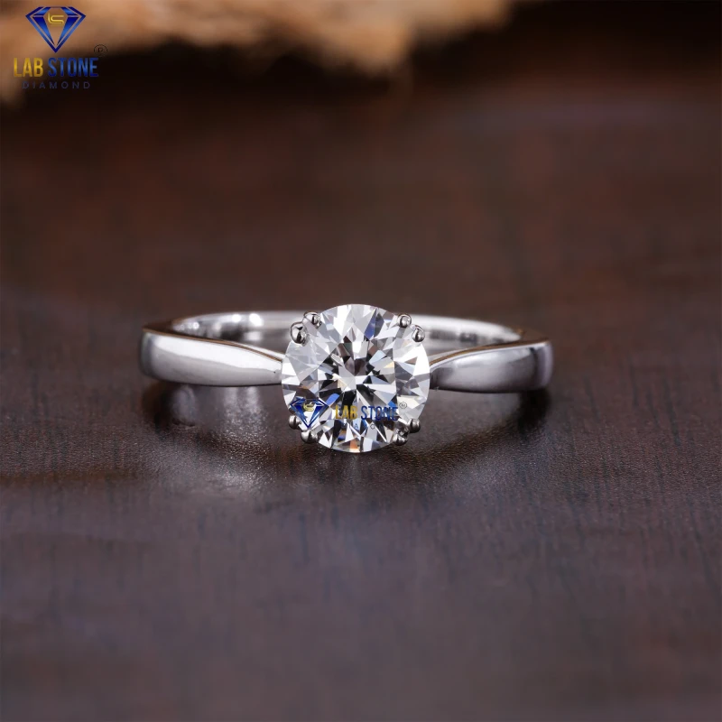 1.00+ Carat Round Cut Diamond White Gold Ring by Lab-Stone / Simplicity & Impactful Ring / EF-VS color
