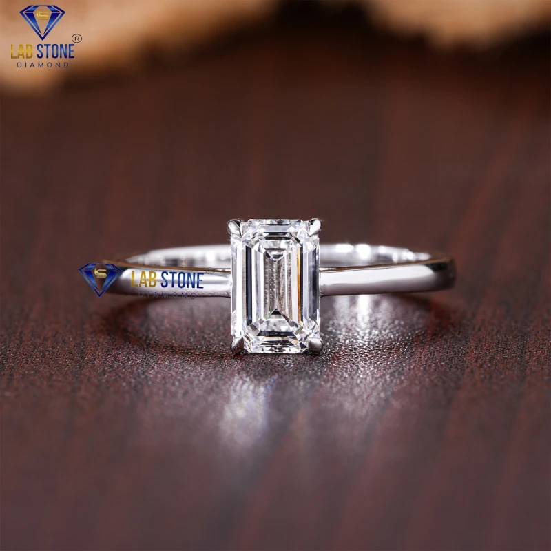 1.00+ Carat Emerald Cut Diamond White Gold Ring by Lab-Stone/ Embrace Your Brilliance With Diamonds / EF-VS color