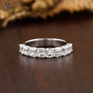 2.16+ Carat Ascher Cut Diamond Ring, Half Eternity Band ,Engagement Ring, Wedding Ring, E Color, VVS2-VS2 Clarity