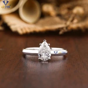 0.97+ Carat Pear Brilliant Cut Diamond Ring, Engagement Ring, Wedding Ring, E Color, VVS2-VS2 Clarity
