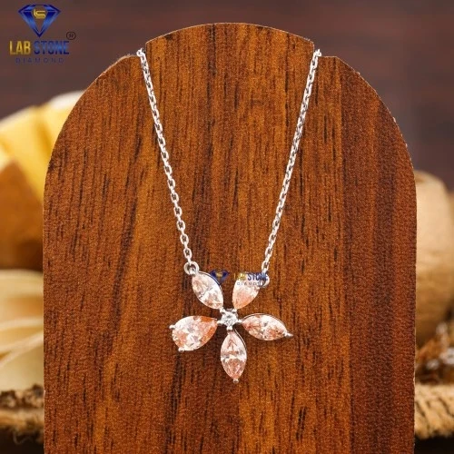 1.36+ Carat F.P. Marquise,Pear & Round Cut Diamond White Gold Pendant by Labstone , Custom Made Pendant , VS Clarity