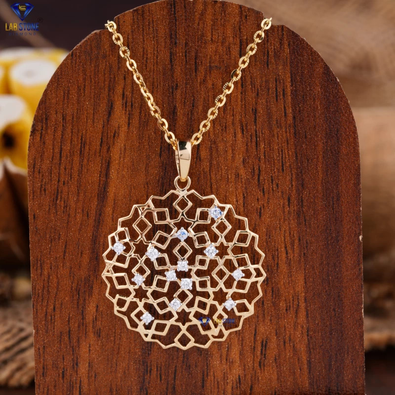 0.188+ Carat Round Cut Diamond Rose Gold Pendant by Labstone / Tender Sparkling Diamond Pendant / EF-VS color