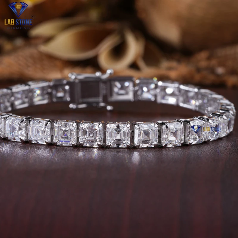 29.01+ Carat Asscher Cut Diamond White Gold Bracelet by Labstone / Tennis Bracelet / EF-VS Colour
