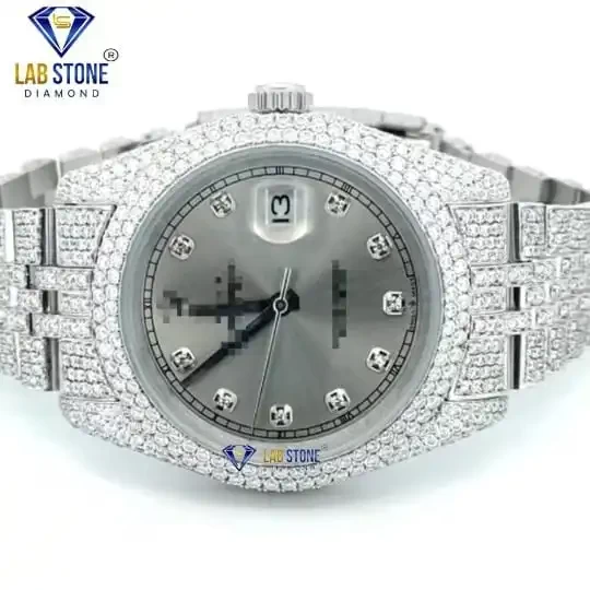 17.00 TDW Round Brilliant Cut Men's Diamond Watch | Moissanite Diamond | Luxury Watch