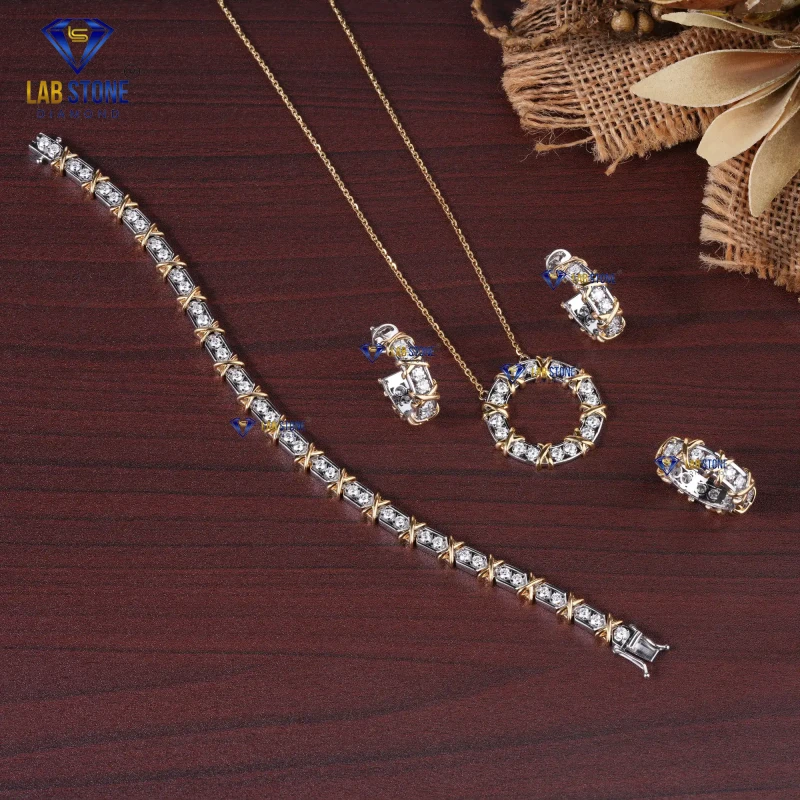 8.39+ Carat Round Cut Diamond Two Types Of Gold Pendant Set / Pendant, Earring, Bracelet & Ring Set / EF color VS clarity