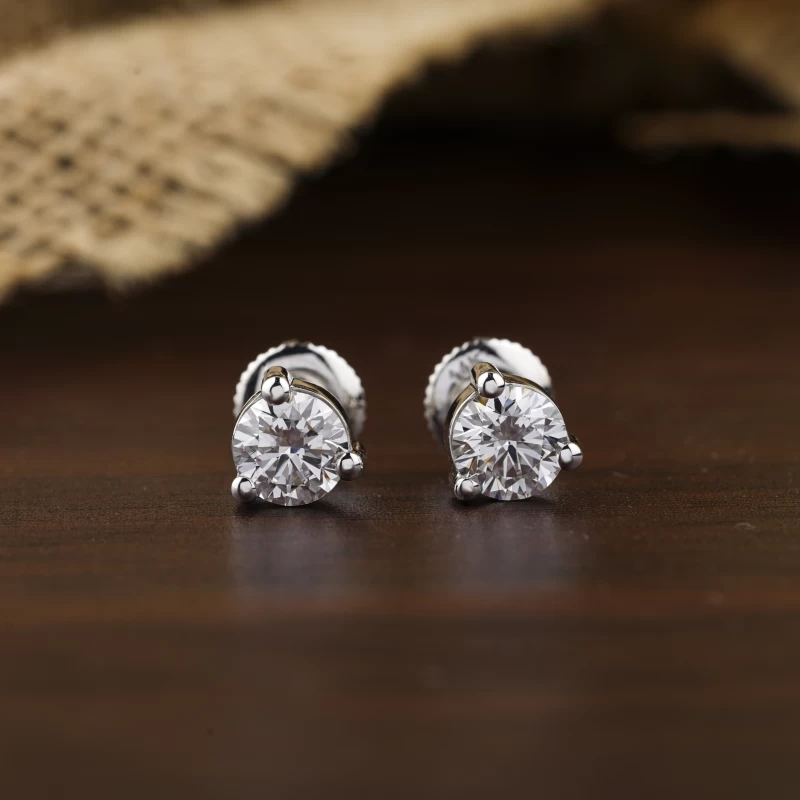 0.60+ Carat Round Brilliant Cut Diamond Earring, Engagement Earring, Wedding Earring, E Color, VVS2-VS2 Clarity