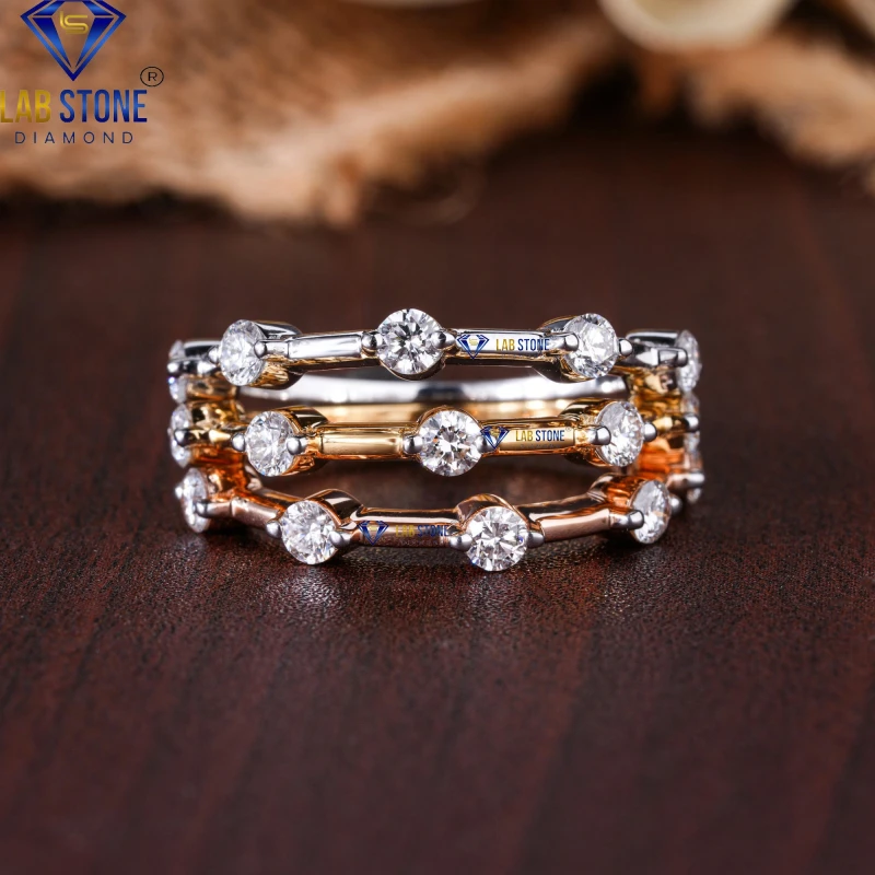 1.11+ Carat Round Cut Diamond Three Types of Gold Ring / Party Wear Ring / EF-VS Colour