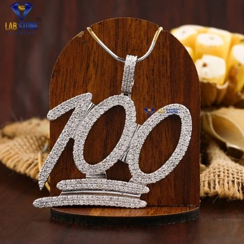 4.60+ Carat Round Cut Diamond White Gold Pendant by Labstone , Dazzling Diamond Pendant , EF-VS color