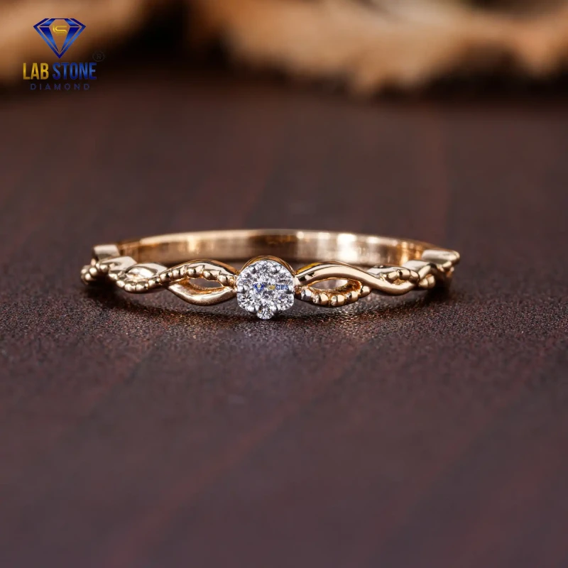 0.045+ Carat Round Cut Diamond Rose Gold Ring / Daily Wear Ring / EF color VS clarity